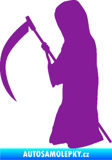 Samolepka Smrtka silueta s kosou levá fialová