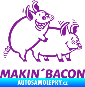 Samolepka Veselá prasátka makin bacon pravá fialová