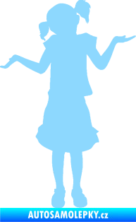Samolepka Děti silueta 001 levá holčička krčí rameny světle modrá