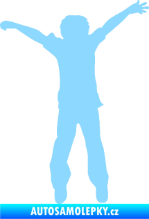 Samolepka Děti silueta 008 pravá kluk skáče světle modrá