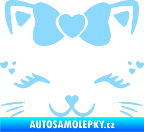 Samolepka Kočka 039 s mašličkou světle modrá