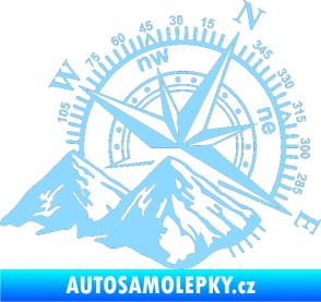 Samolepka Kompas 002 pravá hory světle modrá