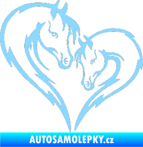 Samolepka Koníci 002 - levá srdíčko kůň s hříbátkem světle modrá
