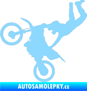 Samolepka Motorka 008 levá motokros freestyle světle modrá