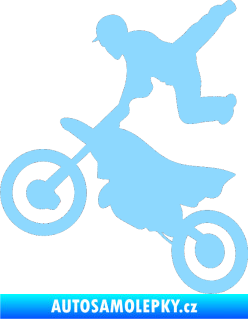 Samolepka Motorka 036 levá  motokros freestyle světle modrá