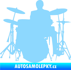 Samolepka Music 009 levá hráč na bicí světle modrá