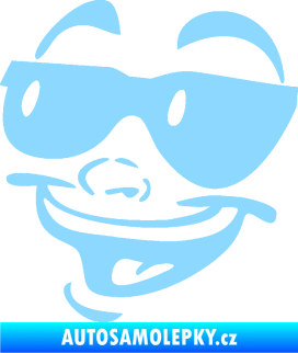 Samolepka Obličej 005 levá veselý s brýlemi světle modrá