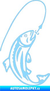 Samolepka Ryba s návnadou 003 pravá světle modrá
