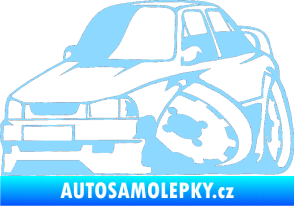 Samolepka Škoda 130 karikatura levá světle modrá