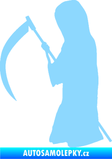 Samolepka Smrtka silueta s kosou levá světle modrá