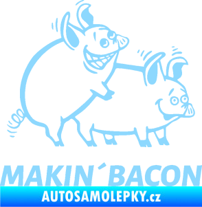 Samolepka Veselá prasátka makin bacon pravá světle modrá
