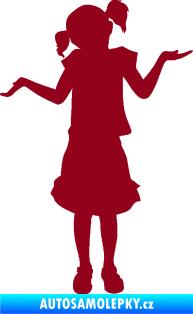 Samolepka Děti silueta 001 levá holčička krčí rameny bordó vínová