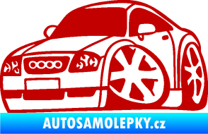 Samolepka Audi TT karikatura levá tmavě červená