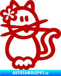 Samolepka Cartoon family kočička Hawaii tmavě červená