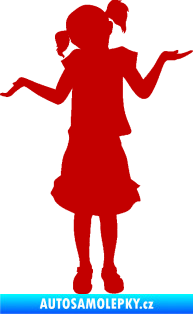 Samolepka Děti silueta 001 levá holčička krčí rameny tmavě červená