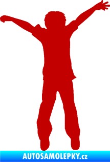 Samolepka Děti silueta 008 pravá kluk skáče tmavě červená