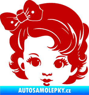 Samolepka Dítě v autě 110 levá holčička s mašlí tmavě červená