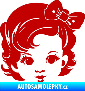 Samolepka Dítě v autě 110 pravá holčička s mašlí tmavě červená