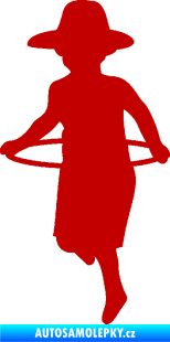 Samolepka Hula Hop 001 levá dítě s obručí tmavě červená