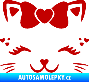 Samolepka Kočka 039 s mašličkou tmavě červená