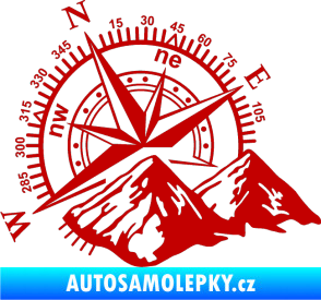 Samolepka Kompas 002 levá hory tmavě červená