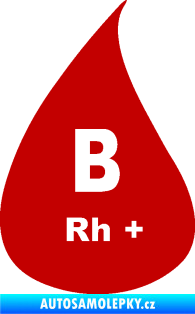 Samolepka Krevní skupina B Rh+ kapka tmavě červená
