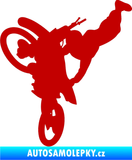 Samolepka Motorka 032 levá motokros freestyle tmavě červená