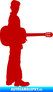 Samolepka Music 003 pravá hráč na kytaru tmavě červená