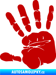 Samolepka Otisk ruky levá tmavě červená