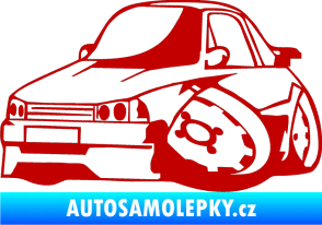 Samolepka Škoda 120 karikatura levá tmavě červená