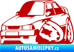 Samolepka Škoda 130 karikatura levá tmavě červená