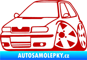 Samolepka Škoda Felicia karikatura levá tmavě červená