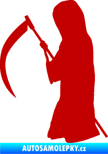 Samolepka Smrtka silueta s kosou levá tmavě červená