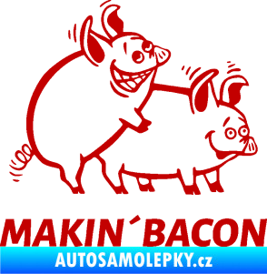 Samolepka Veselá prasátka makin bacon pravá tmavě červená