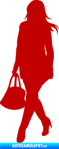 Samolepka Žena na nákupu 005 levá tmavě červená