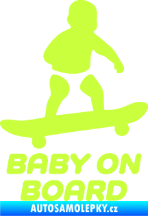 Samolepka Baby on board 008 pravá skateboard limetová