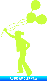 Samolepka Děti silueta 006 levá holka s balónky limetová