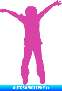 Samolepka Děti silueta 008 pravá kluk skáče růžová