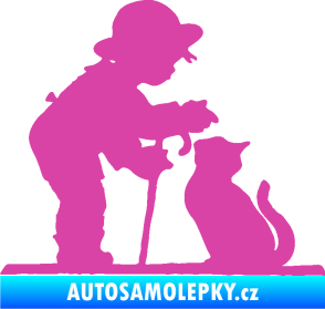 Samolepka Interiér 002 levá dítě s kočičkou růžová