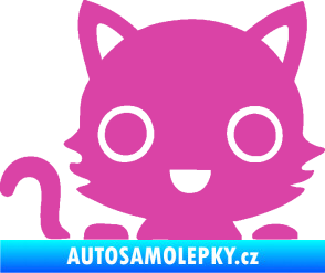 Samolepka Kočka 014 levá kočka v autě růžová