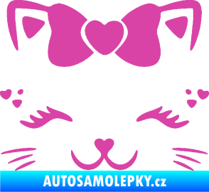 Samolepka Kočka 039 s mašličkou růžová
