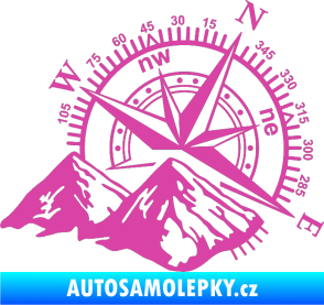 Samolepka Kompas 002 pravá hory růžová