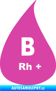 Samolepka Krevní skupina B Rh+ kapka růžová