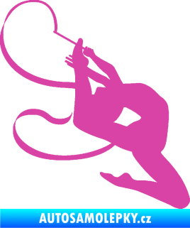 Samolepka Moderní gymnastika 001 pravá gymnastka se stuhou růžová