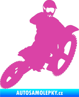 Samolepka Motorka 004 pravá motokros růžová