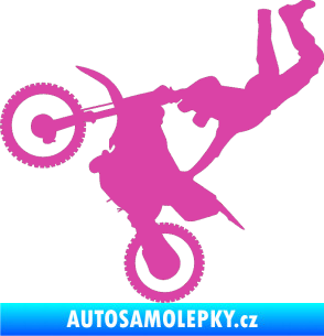 Samolepka Motorka 008 levá motokros freestyle růžová
