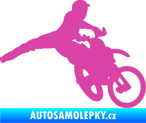Samolepka Motorka 030 pravá motokros růžová