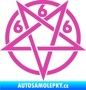 Samolepka Pentagram 666 růžová