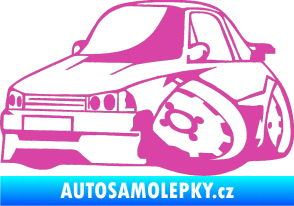 Samolepka Škoda 120 karikatura levá růžová