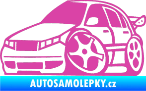 Samolepka Škoda Fabia 001 karikatura levá růžová